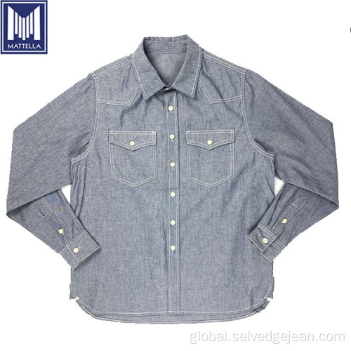 Denim Shirt For Girls indigo 6oz 100% cotton men denim jeans shirt Factory